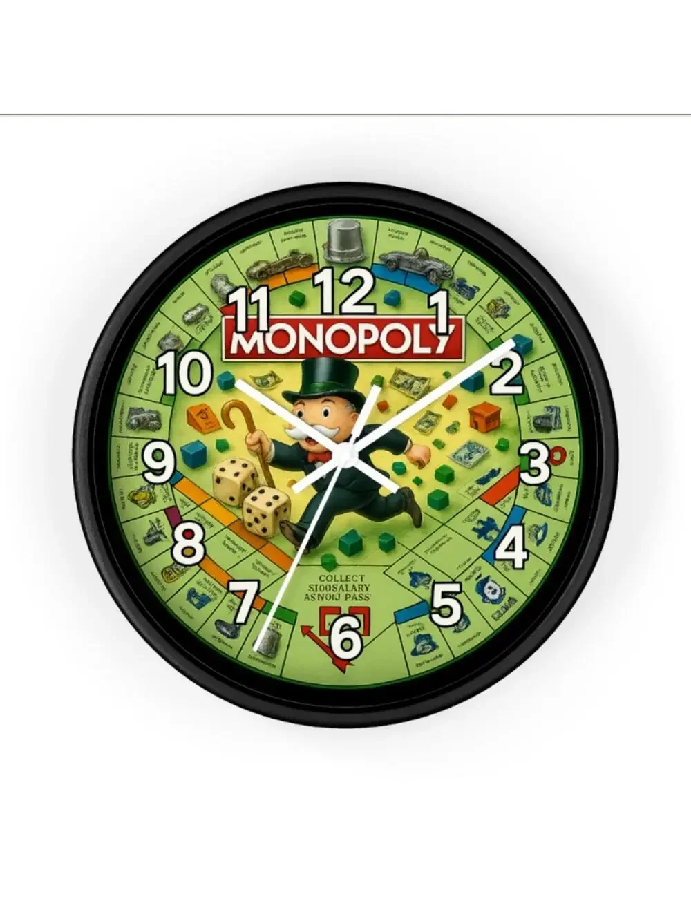 Monopoly Game Board Glow in The Dark Wall Clock New in Box
